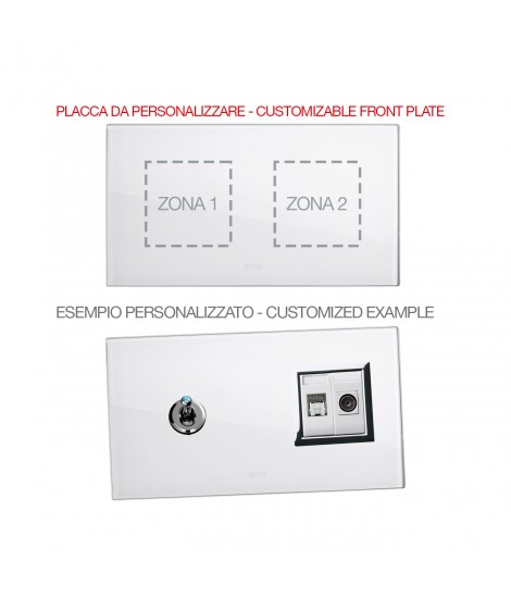 PLAQUE MULT.PERS.WEIßES GLAS 2+2M