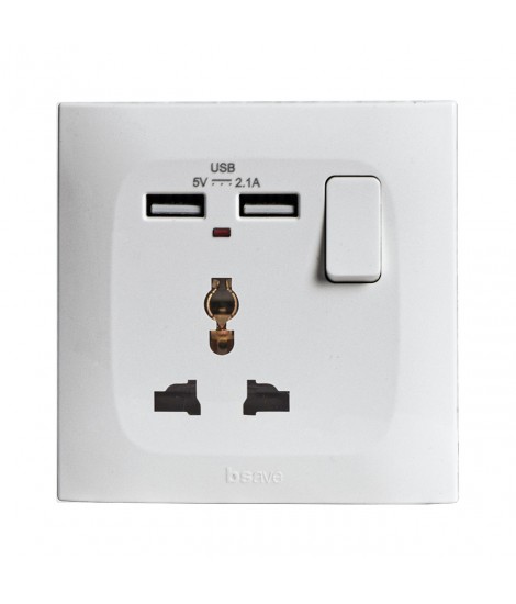 MULTISTD+INTER+N+USB 10A 1P2M SOCKET