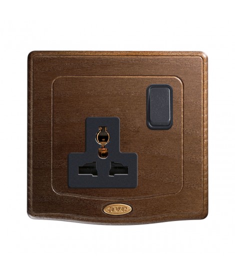 SOCKET 13A MLSTD+INTER. 1P WOOD 2M