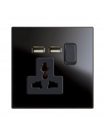 PRESA 13A MTD+INT.13A 1P USB NERA2M