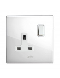 PRESA 13A+INTERR.2P VETRO BIANCO 2M