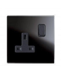 PRESA 13A+INTERR.2P VETRO NERO 2M