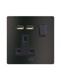 SOCKET 13A INTERR. 2P USB ANTHRAC. 2M