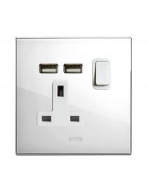 SOCKET 13A INTERR. 2P USB WHITE 2M