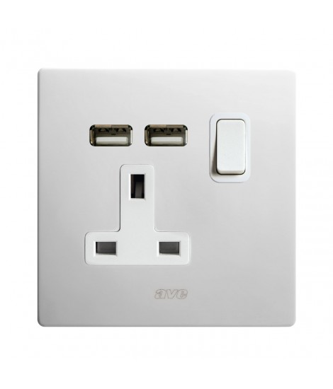 SOCKET 13A INTERR.  2P USB CORIAN 2M