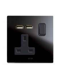 SOCKET 13A INTERR. 2P USB BLACK 2M