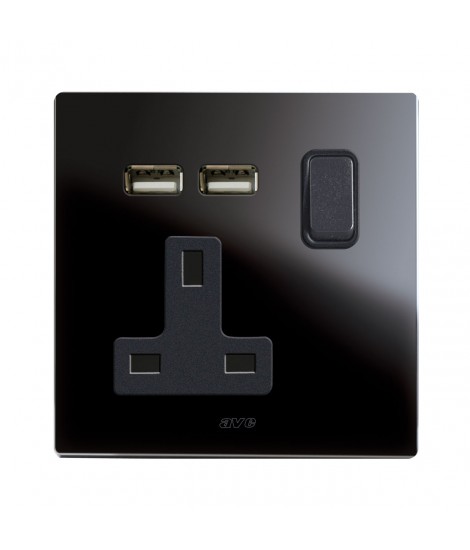 PRESA 13A INTERR. 2P USB NERA 2M