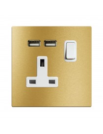 SOCKET 13A INTERR. 2P USB GOLD 2M