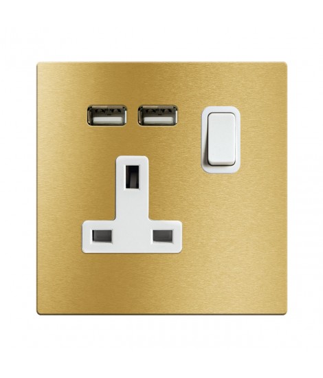 SOCKET 13A INTERR. 2P USB GOLD 2M
