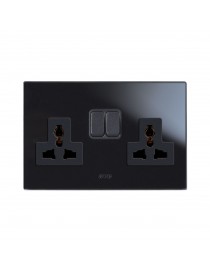 2 SOCKETS 13A MSTD+INT. 1P BLACK 4M