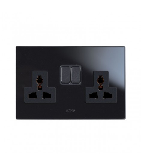 2 SOCKETS 13A MSTD+INT. 1P BLACK 4M