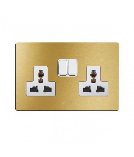 2 SOCKETS 13A MSTD+INT. 1P GOLD 4M