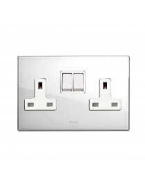 2 SOCKETS 13A+INTERR.2P BLACK GLASS 4M