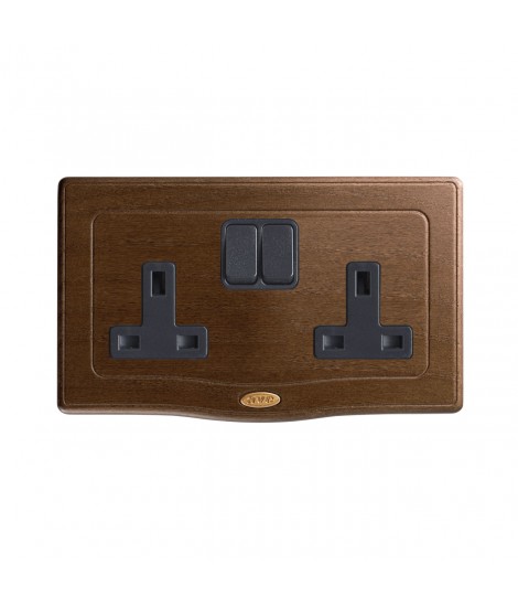 2 SOCKETS 13A+INTERR.2P WOOD 4M
