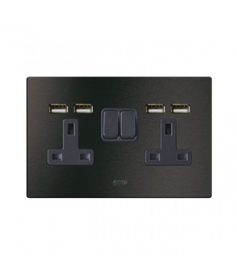 2 SOCKET 13A SWITCH. 2P ANTHRAC.4M