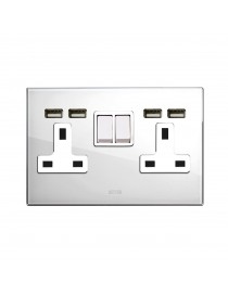 2 SOCKETS 13A INTERR. 2P + USB WHITE 4M