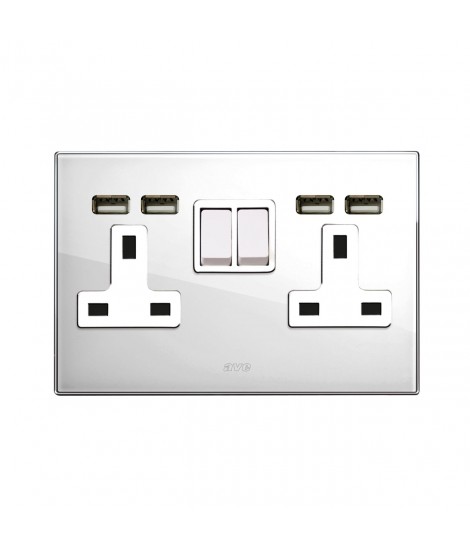 2 STECKDOSEN 13A INTERR. 2P + USB WEIß4M