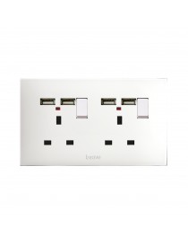 DUAL ING+INT+N+USB 13A 2P4M SOCKET