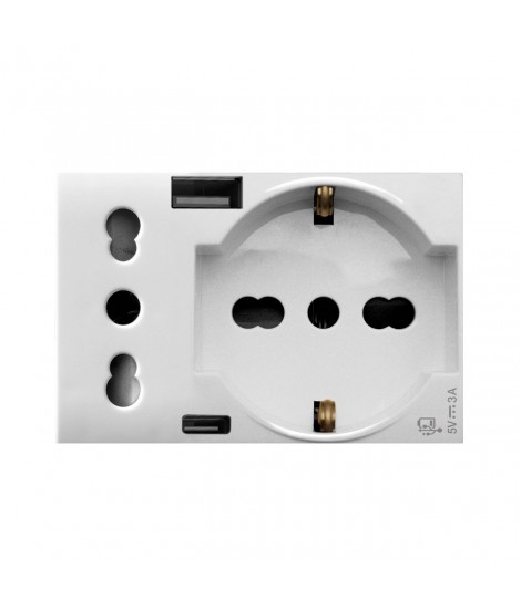 PRESA&nbsp;SCHUKO+ITA+USB&nbsp;A/C&nbsp;DOMUS&nbsp;3M
