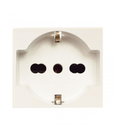 PRESA UNEL BIPASSO 2P+T10/16A BLANC