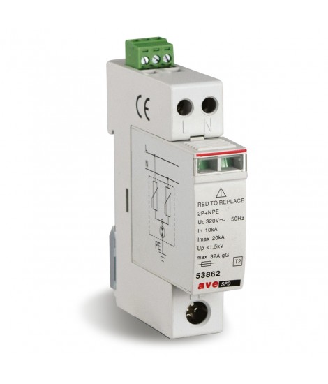 SPD-L+N/PE-20kA 230/400V 1 mod.DIN